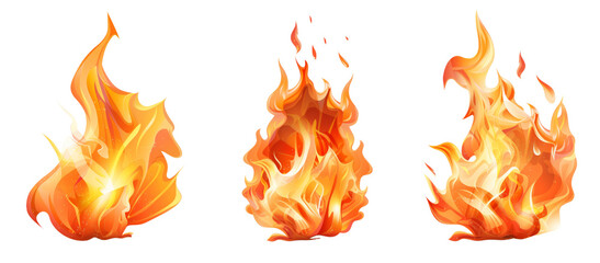 Realistic fire flame effect ‍set transparent background. Fire flame png bundle