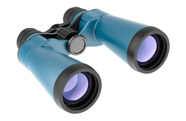 Blue Binoculars, 3D rendering isolated on transparent background