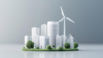 Futuristic cityscape with renewable energy sources, symbolizing the new economy