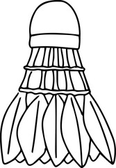 Hand Drawn Badminton Shuttlecock. Black and white vector Illustration