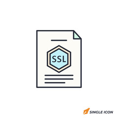 SSL certificate icon vector illustration. SSL certificate symbol isolated on white background