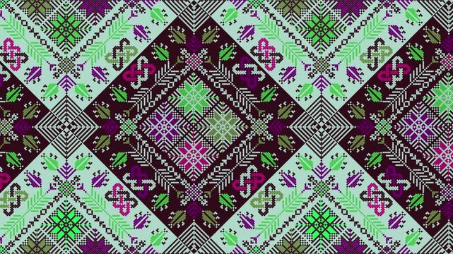 Tatreez pattern. Palestinian traditional embroidery horizontal loop.