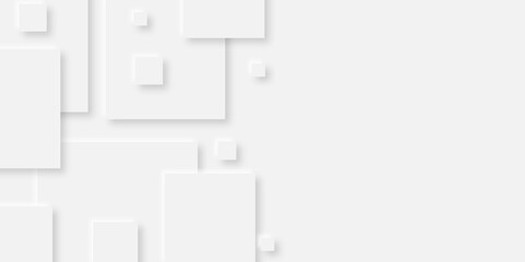 Abstract white rectangle shape geometric line background. abstract seamless modern white and gray color technology concept geometric rectangle vector background neomorphism style poster, banner design