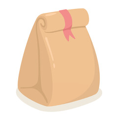 Lunch bag, craft lunch bag in flat style.