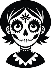 dia de muertos silhouette illustration black and white