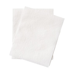 Top view of two folded white tissue paper in stack isolated on white background with clipping path