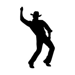 dancing silhouette of a happy cowboy