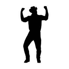 dancing silhouette of a happy cowboy