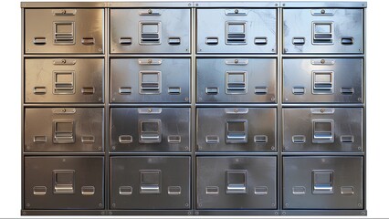 Metal file cabinets isolate on white background