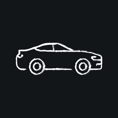 Sports car from the front chalk icon. Vector isolated black illustration.