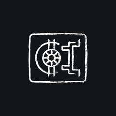Bank safe deposit box chalk icon. Vector isolated black illustration.