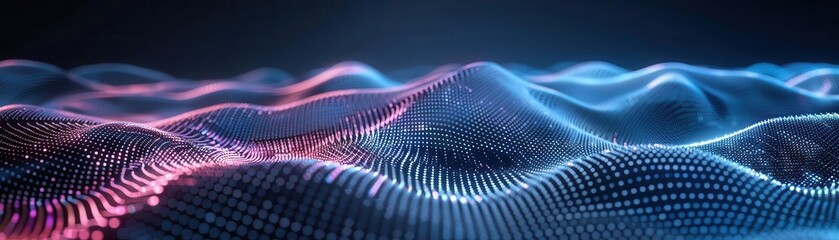 Wave function visualization, quantum state, front view, wave patterns, digital tone, Analogous Color Scheme, uhd, copy space for text,