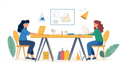 Engaging Geometry Education: Minimalist Creativity in Hands-On Learning Flat Illustration Style