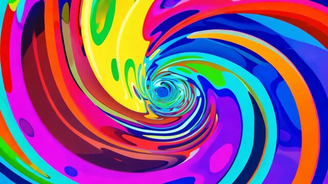 Distorted twisted colorful line background. Trippy strip psychedelic motion animation. Neon color. Groovy abstract background. Trendy fluorescent retro style