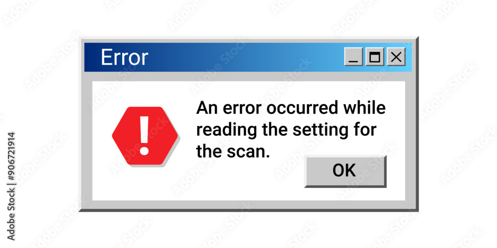 Poster Old error notification. Retro digital message with warning information. Problem with PC