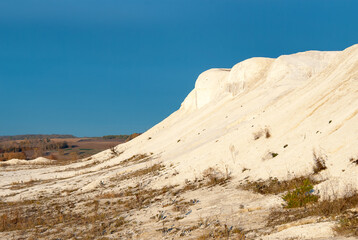 Chalk white mountains and blue sky,natural background.