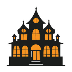 Halloween Haunted House Silhouette - Creepy Vector Art