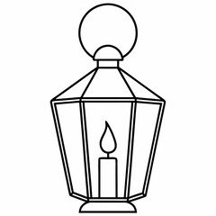 Lantern with Candle Vector Illustration - Cartoon, Clipart, and Line Art Design