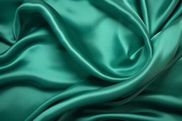 Obraz premium Processed collage of emerald green silk surface texture. Background for banner, backdrop