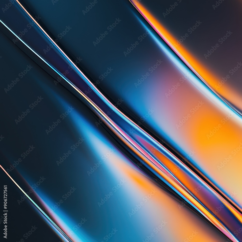 Poster abstract colorful light reflections on a surface, with smooth gradient transitions in shades of blue