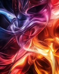 Obraz premium Abstract fluid art with vibrant colors blending seamlessly, creating a dynamic and captivating visual effect. Perfect for backgrounds.