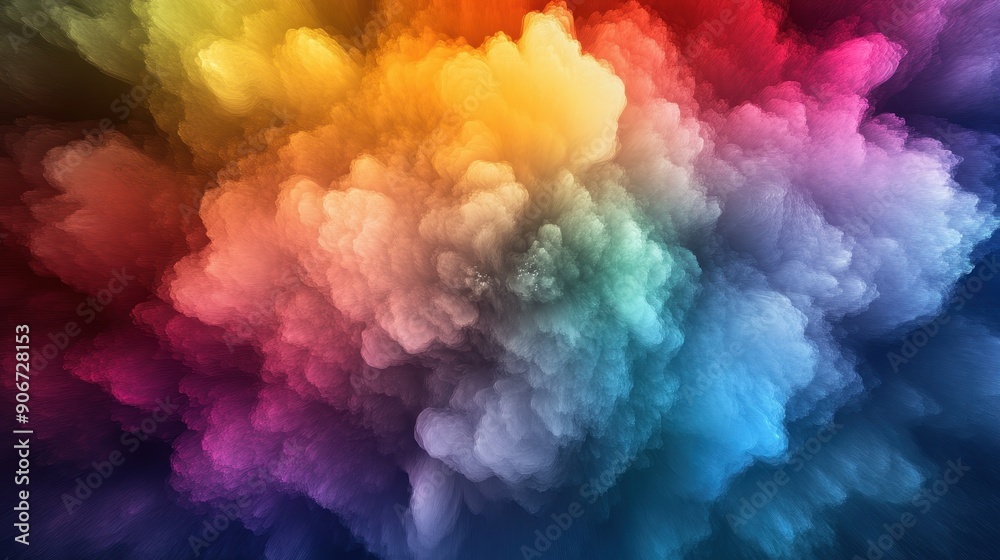 Aufkleber abstract multicolored smoke explosion creating a vibrant and surreal cloud, perfect for backgrounds 