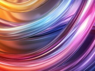 Fototapeta premium Colorful abstract background with flowing, shiny ribbons in vibrant shades of orange, blue, purple, and pink. Perfect for artistic and creative projects.