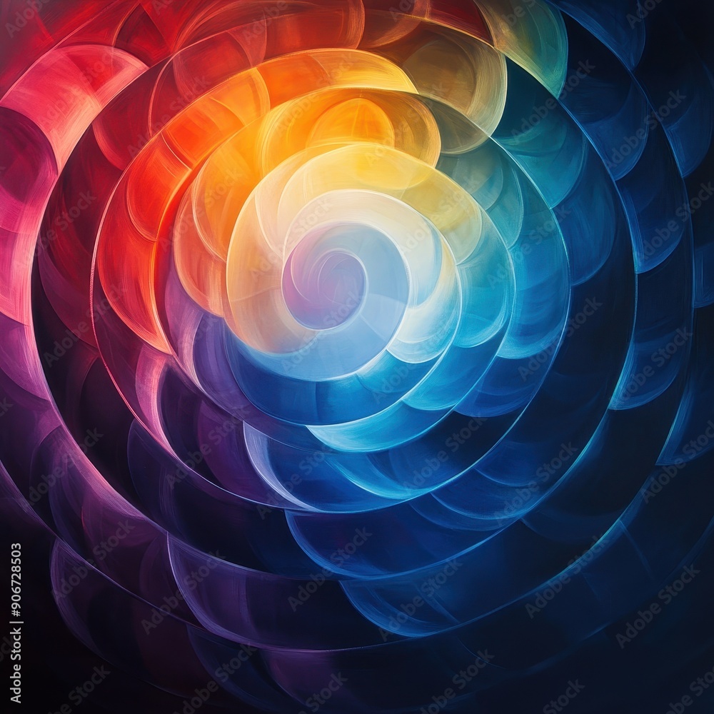 Poster Colorful abstract spiral pattern image with vibrant hues and intricate design, perfect for backgrounds, art, and digital projects.