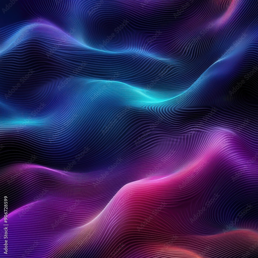 Poster colorful abstract wave pattern with vibrant gradients and flowing lines, perfect for creative design
