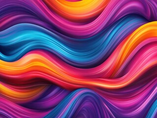 Fototapeta premium Colorful abstract wave pattern featuring vibrant swirling shapes in shades of pink, blue, purple, and orange, perfect for backgrounds or designs.