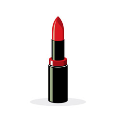 Red lipstick icon. Womens lipstick icon in flat style. Vector illustration
