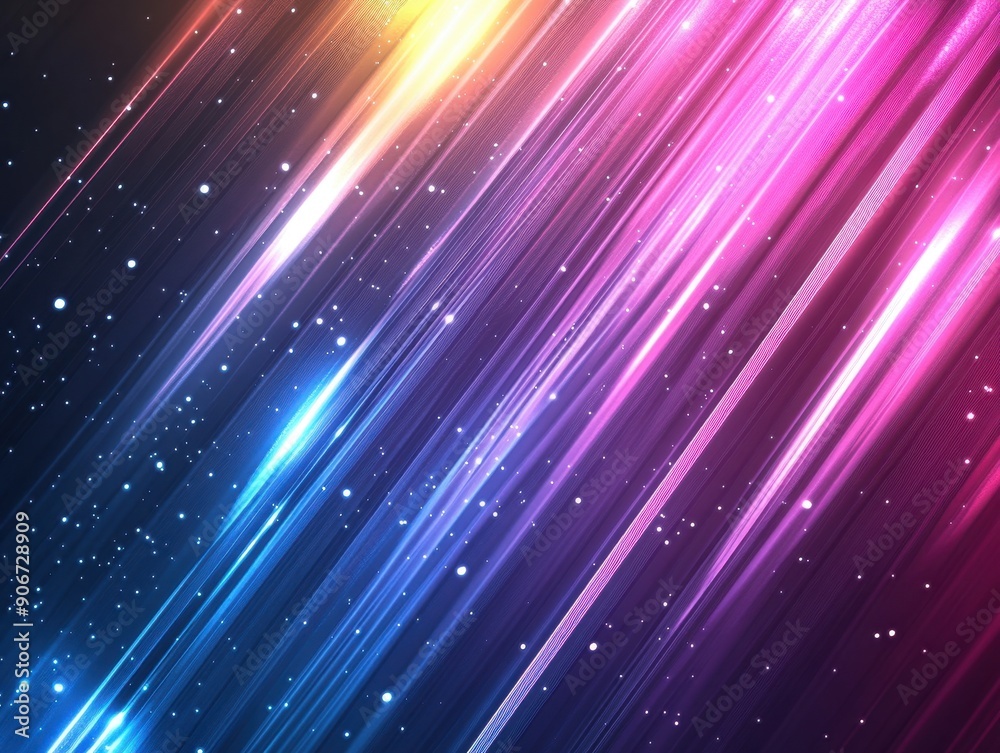Poster vibrant abstract background with multicolored light streaks and particles. perfect for technology, s