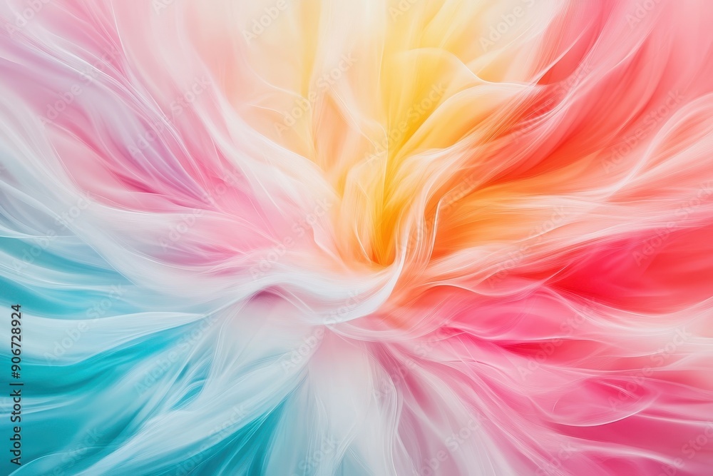 Poster vibrant abstract background with swirling colors of pink, yellow, blue, and white, creating a dynami