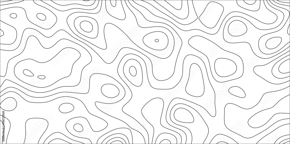 Poster abstract black & white wave paper curved reliefs background. topographic map lines, contour backgrou