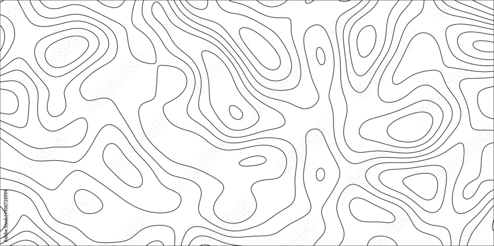 Poster abstract black & white wave paper curved reliefs background. topographic map lines, contour backgrou