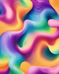 Obraz premium Vibrant abstract fluid art with colorful waves and gradients, creating a mesmerizing, hypnotic, and dynamic visual effect.