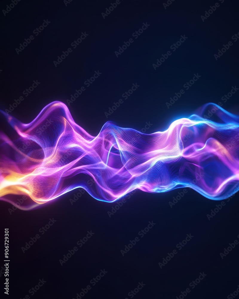 Aufkleber Vibrant abstract light waves in colorful hues on a dark background, showcasing energy and motion in a mesmerizing visual display.