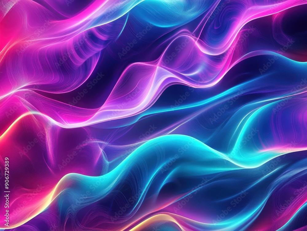 Poster vibrant abstract neon waves in seamless motion, showcasing striking colors and fluid patterns perfec