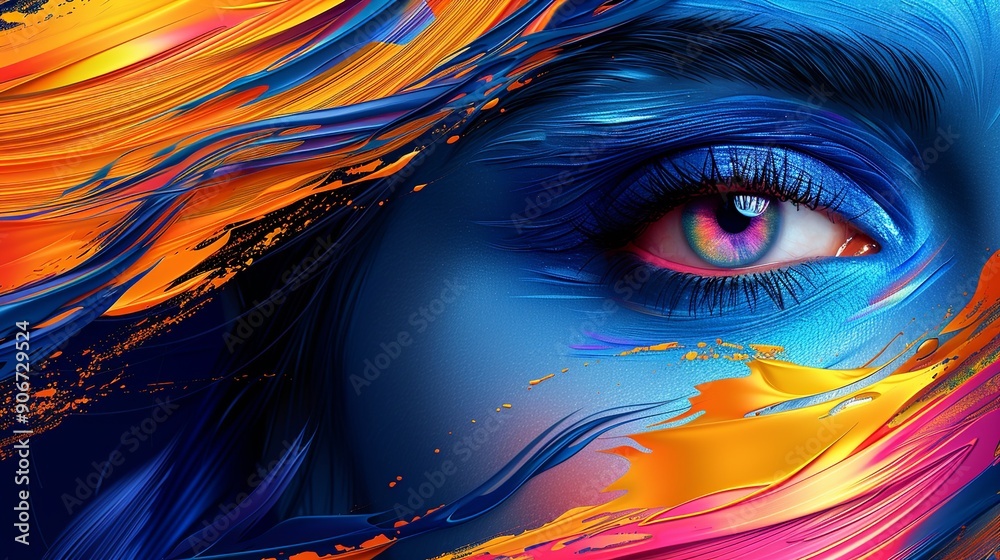 Poster Creative abstract background with makeup smears in vibrant hues adding a dynamic and colorful touch to beauty-themed design projects for an eye-catching visual high resolution Illustration, in the