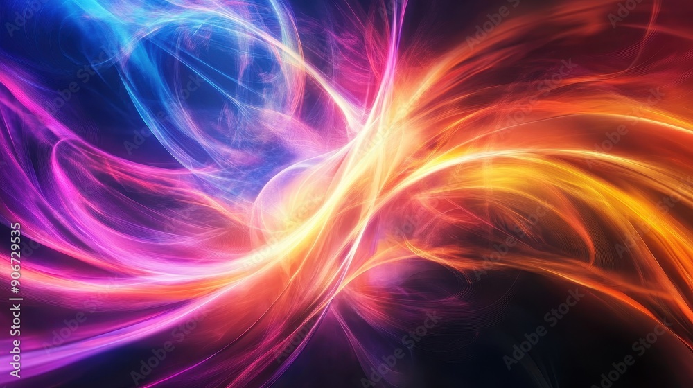 Aufkleber Vibrant abstract swirling colors in a dynamic wave pattern creating an energetic, mesmerizing visual effect suitable for background or digital art.