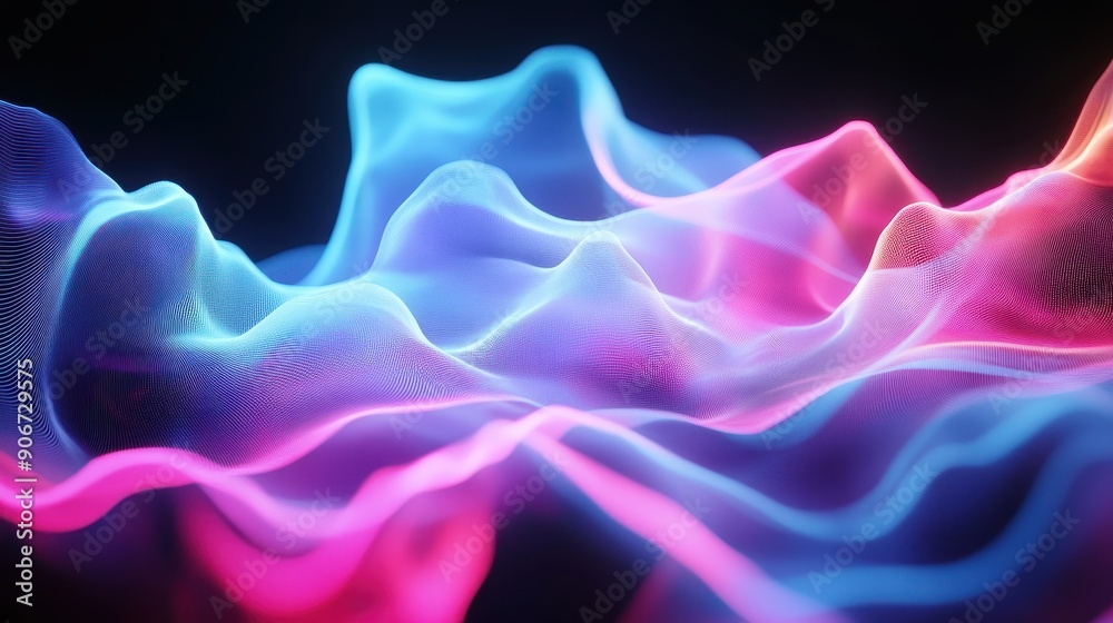 Fototapete vibrant abstract waveforms in blue and pink tones, creating a dynamic and energetic visual effect on