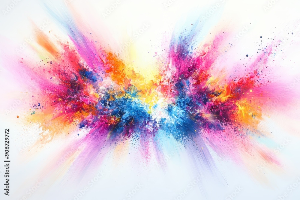 Aufkleber vibrant multicolored paint explosion on white background, abstract art creating a colorful and energ