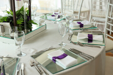 The elegant wedding table ready for guests.