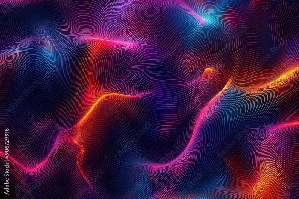 Aufkleber Vivid abstract digital art with fluid shapes, vibrant colors, and dynamic light patterns creating a mesmerizing effect.