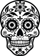 dia de muertos silhouette illustration black and white