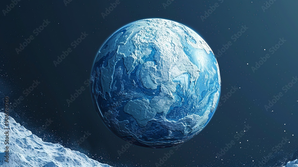 Poster Abstract image of the earth from space with visible signs of climate change such as melting ice caps and altered weather patterns, emphasizing the global scale of environmental issues. high