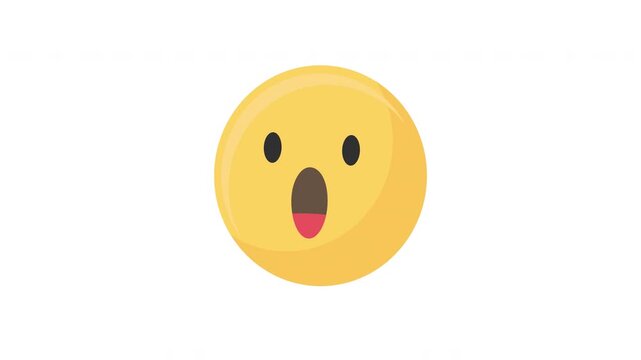 Looping animation of a neutral to surprised facial expression with an alpha channel, creating an animated surprised emoji.