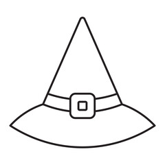 Happy halloween witch hat line icon.