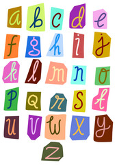 alphabet set of cut out note letters,Ideal for various design purposes