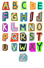 magazine cutout letters, Vintage alphabet decorative font design